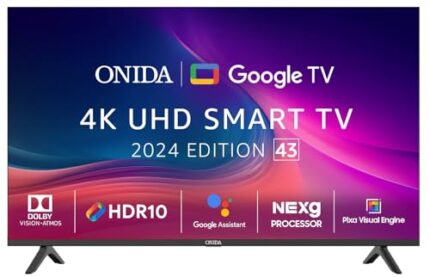 ONIDA 108 cm (43 inch) Nexg Series 4K Ultra HD LED Smart Google TV 43UIG (Black)