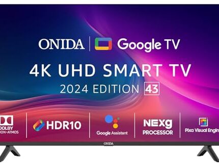 ONIDA 108 cm (43 inch) Nexg Series 4K Ultra HD LED Smart Google TV 43UIG (Black)