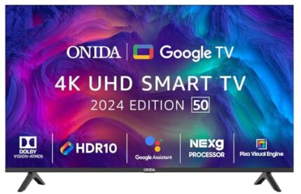 ONIDA 125 cm (50 inch) Nexg Series 4K Ultra HD LED Smart Google TV 50UIG (Black)