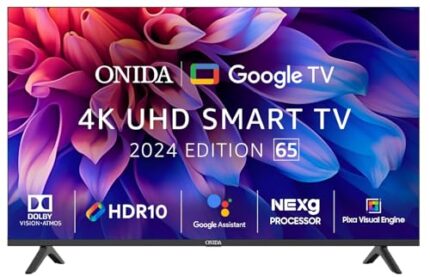 ONIDA 165 cm (65 inch) Nexg Series 4K Ultra HD LED Smart Google TV 65UIG (Black)