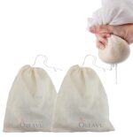 OREAYU Prime Muslin Cheese Nut Milk Cloth Bag for Kitchen, Unbleached Reusable Cotton Bags for Straining Juice as Strainer, Masala Potli, Spice Bag, Paneer, Curd, Cheese, 10x7inches 2 Pcs