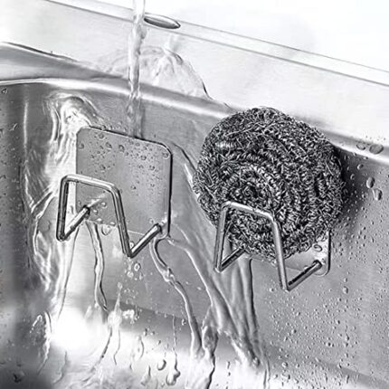 Oligitdi Sponge Holder for Kitchen Sink - Stainless Steel with Adhesive - Set of 2