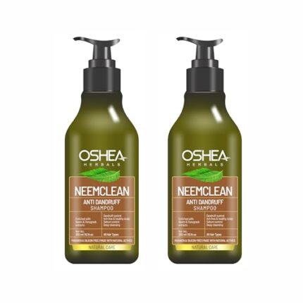 Oshea Herbals Neemclean Anti Dandruff Shampoo | Controls Dandruff, Deep Cleansing with Healthy & Itch Free Scalp | Enriched with Neem & Fenugreek | Paraben & Silicon Free 300ml (Pack of 2)