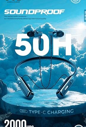 Oud Soundproof Neckband Earphones, 50 Ohms, Type-C Charging, 2000 Hours Standby, Premium Product