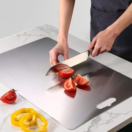 PANCA Chopping Board Big Size Stainless Steel Vegetable Chopping Board for Kitchen, Fruits and Dryfruit Cutter, Meat Chopper Board, Rust Proof (32 * 22 CM)