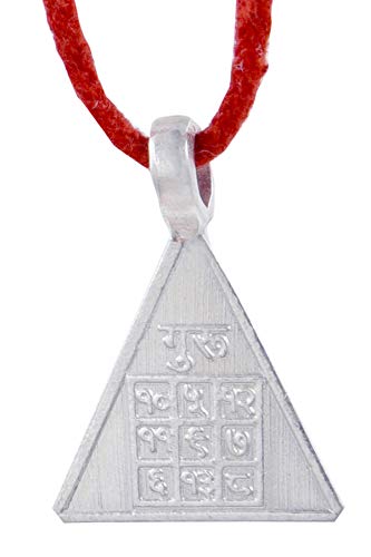 PANDIT NM SHRIMALI Energised Pure Silver Guru Yantra Pendant/Locket/Kavach for Men Women Unisex, Triangle 2.5-3gm