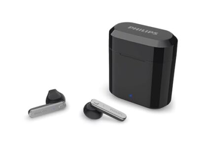 PHILIPS Audio TWS TAT3225/94 True Wireless Earbuds with 24 Hour Playtime (6+18), IPX4 Splash- and Sweat-Resistant, Bluetooth V5.2, Smart Pairing, 13 mm Drivers, Voice Assistant (Black)