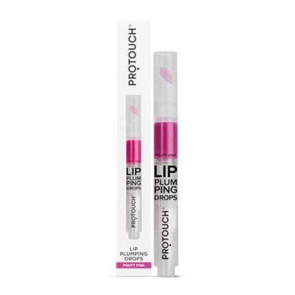 PROTOUCH Glossy Lip Plumping Drops - Volumizing Lip Gloss With 8-Hour Plumping Effect - Vegan Formula With Caffeine & Grape Seed Extract - Pouty Pink