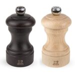 Peugeot 2/22594 Bistro 4 inch Chocolate Pepper Mill and 4 inch Natural Salt Mill Set