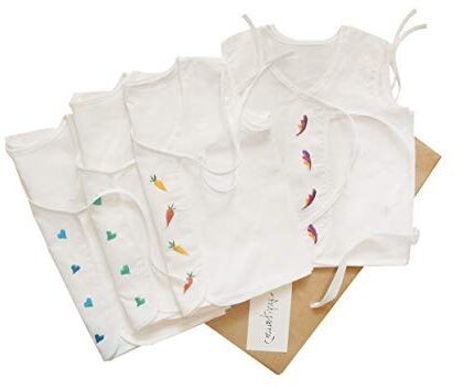 Picksparrow Women Pure Cotton Embroidered Newborn Baby Clothes/Jhablas/Vests (0-1 Month, Pack Of 4, Regular Fit)