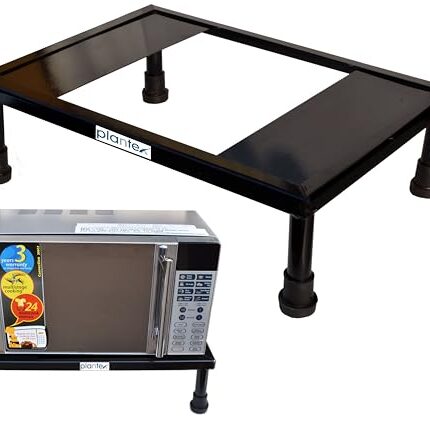 Plantex Microwave Oven Stand/Oven Stand/Microwave Stand for Kitchen Platform/OTG Rack/Kitchen Storage Shelf - (Black) - Metal