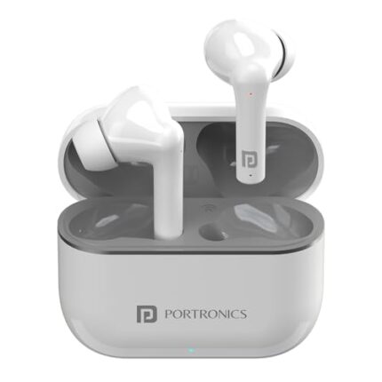 Portronics Harmonics Twins S6 TWS Earbuds with 50Hrs Playtime, Low Latency, Auto ENC, Quad Mics, 10mm Drivers, IPX4 Water Resistant, ASAP Charge, BT5.3, Touch Control, Type C Charging Port(White)