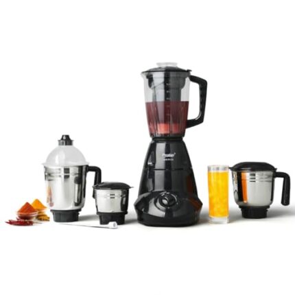 Prestige Iris Plus 750 W Mixer Grinder With 4 Jars (3 Stainless Steel Jars+ 1 Juicer Jar) 4 Super Efficient Stainless Blades 2 Years Warranty Black, 750 watts