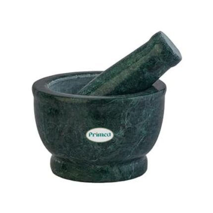 Primed Green Marble Granite Imam Dasta 5 Inch | Okhli Musal | Mortar and Pestle Set | Kharal | khalbatta | Mixer and Grinder Set for Kitchen (5 Inch, Green Marble)