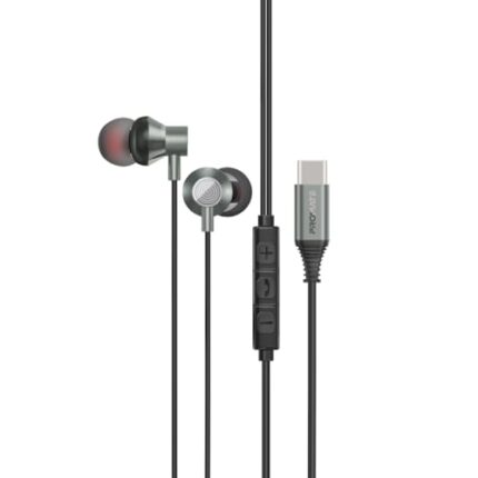 Promate Silken-C USB-C™ Earbuds, Premium Comfort-Fit Type-C™ in-Ear Earphones with in-Built Microphone, Anti-Tangle Cable, Hands-Free Calling and Button Controls for USB Type-C™ Enabled Devices.Grey