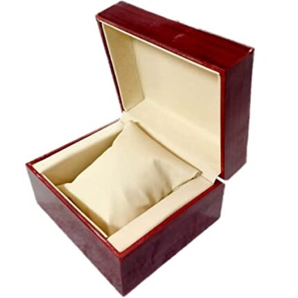 Proniks wooden single watch and couple Watch box case organizer for men and women in red color.