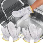 QUIQSHIPP Latex [2 Pcs Wire Dishwashing Gloves, Kitchen Cleaning Household Tools, Heat Insulation Anti-Hot Waterproof & Durable Reusable Gloves For Washing Dishes, 2 Pieces