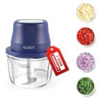 Qlect Vegetable Chopper For Kitchen – Rechargeable electric chopper for Kitchen Use | One Touch Operation Onion Chopper With Stainless Steel Blades | Vegetable cutter for Garlic,Ginger (Blue-350 ML)