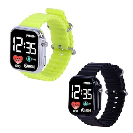 RAHI INDIA Digital Smart Design LED Display Kids Watch for Boys & Girls Birthday Gift Combo Watch for Age 3 to 15 Years(Black +Green)