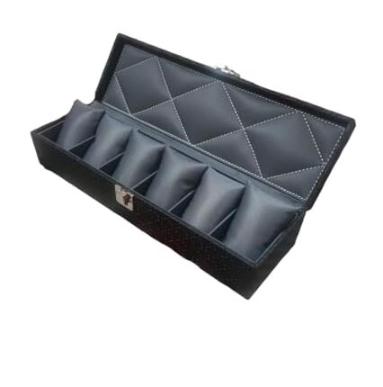 RBEEL Watch Box Organizer 6 Slots Wrist Watch Display Box Watch Box Holder Organizer Case for Men and Women Black
