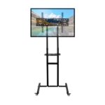 RISSACHI TV Floor Stand | Top TV Stand Movable 32 to 80 inch Compatible with Samsung, MI, Onepluse, LG | Adjustable Heavy-Duty TV Trolley Stand with Wheels for Smart TV