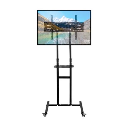 RISSACHI TV Floor Stand | Top TV Stand Movable 32 to 80 inch Compatible with Samsung, MI, Onepluse, LG | Adjustable Heavy-Duty TV Trolley Stand with Wheels for Smart TV