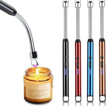 RULOKSHA Electric Lighter for Candles Rechargeable Electric Gas Lighter Plasma Flameless Windproof USB Lighter 360° Flexible Neck, Puja Lamps, Gas Stove | Restaurants & Kitchen Use (Multicolor) 1