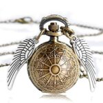 RainSound Unisex-adult Metal Golden Snitch Ball With Wings Round Dial Analogue Pocket Watch Keychain