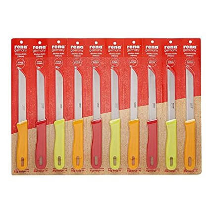 Rena German Technology AISI420 Sleek Magnetic Stainless Steel Knife, Multicolour, Set of 3 (Serrated, 90 mm) (r1417)