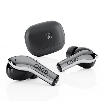 (Renewed) GOVO GoBuds 945 ChromeX™ Wireless Earbuds: Bluetooth v5.3, with 52H Playtime, Quad Mic ENC, Low Latency Mode, 12mm Drivers, Rapid Charge, IPX5, Smart Touch Controls (ChromeX - Dark Knight)