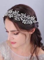 Rose Petals Crystal And Diamond Studded Hairband Bridal Tiara Wedding Crown Hair vine Accessories/Hair Pins/Hairclip/Juda Pins/Headband for Women And Girls Hair accessory