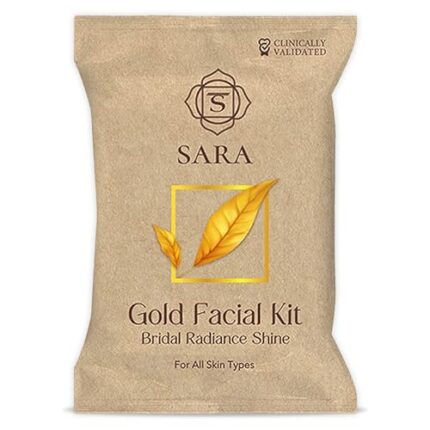 SARA Gold Facial Kit | With 6 Easy Step Organic Facial Kit For Natural Golden Glow & Radiant Skin , 43 gm