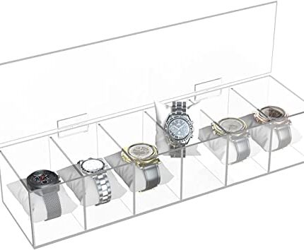 SHARMA PLASTICS Acrylic Watch Box Organizer, Watch Cases, Acrylic Watch Holder Stand Jewelry Storage Box- 6 SLOTS