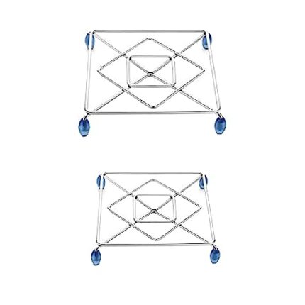 SIGNAMIO® Stainless Steel Trivets Hot Pot Mat Stand for Kitchen Heat resistance Utensil Vessel Holder/Dining Table/Cooker stand/Cooling Steaming Rack Stand/Square Pads Holder Cookware Fit - Pack of 2