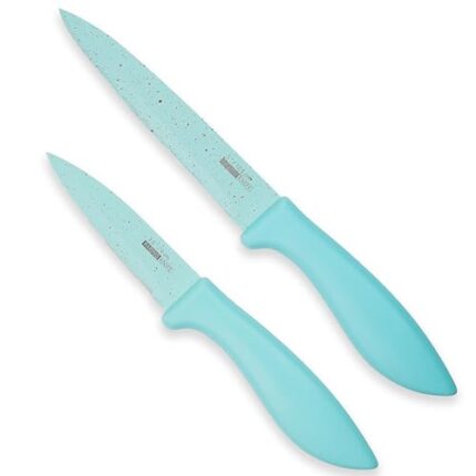 SKYTONE Stainless Steel Knife for Kitchen Professional Chef Knife with Santoku Paring Knife Vegetable Cutting & Chopping Sharp Blade, Ergonomic Handy Handle for Kitchen (Green, Pack of 2)