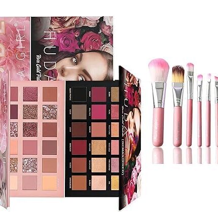 SMIETRZ BEAUTY Combo set Of The New Nude and Rose Gold Eyeshadow with Face Makeup Brush Set (7pcs brushes in 1 kit) (ROSE+ NUDE 7PC BRUSH)