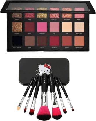 SMIETRZ Rose Gold Remastered Beauty Eyeshadow Palette 18 Color Shades Eyeshadow Matte,Shimmery & Metallic Finish With Makeup Brush (Pack of 7)