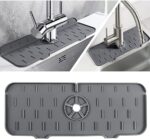 SR Brothers Silicone Sink Faucet Splash Guard - Sink Splash Drain Drying Pad - Kitchen Faucet Sink Splash Guard - Faucet Mat for Kitchen Sink, Suitable for, Kitchen, Bathroom (Grey)