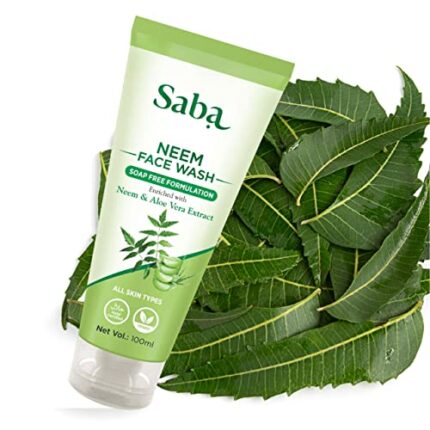 Saba Neem Face Wash for Women and Men for Acne Prone Skin,Dark Spots, acne scars - Neem Facewash for Dry Skin & Oily Skin, Deep cleansing, no parabens, sulphate, silicones, Daily Facial Cleanser for Sensitive, Combination to Oily Skin, Gentle Foaming, Soap Free, Hypoallergenic - Best Herbal Ayurvedic Face Cleanser for Glowing Skin, 100 ml