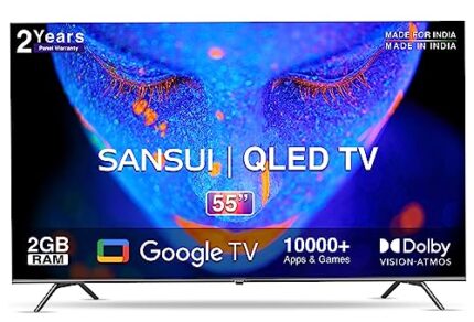 Sansui 140 cm (55 inches) 4K Ultra HD Smart QLED Google TV JSW55GSQLED (Black)