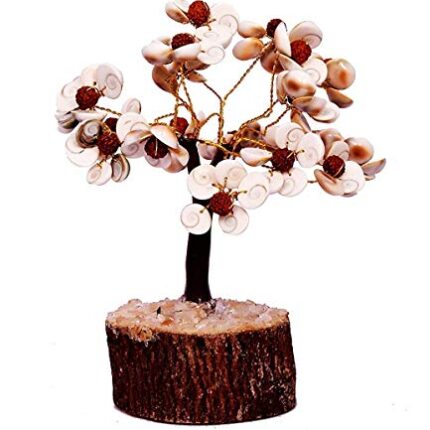 Shree Shyam Gems and Jewellery Stone and Rudraksha Gomti Chakra Tree with Rudraksha Beads, Standard, Multicolour, Tree with 54 Beads, 45 Gomti Chakra and 9 Rudraksha Stone