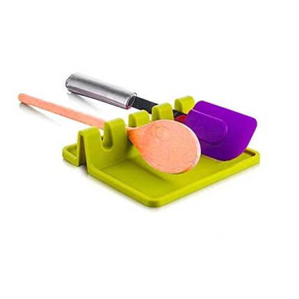 Smarter Zone 4 Slots Cooking Utensil Storage Rack Plastic Spoon Rests Mat Stand Heat Resistant Cooking Spatula Holder Tray Kitchen Gadgets