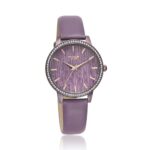 Sonata Poze Quartz Analog Purple Dial PU Leather Strap Watch for Women-SP80044QL01W