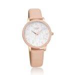 Sonata Poze Quartz Analog Silver Dial PU Leather Strap Watch for Women-SP80044WL01W