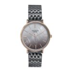 Sonata Poze Quartz Black Mother Of Pearl Dial Gun Metal Strap Analog Watch For Women-Sp80077Km01Wf, Band Color:Black