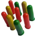 Spicado Traders Rubber Latex Finger Caps Guard for Kitchen Cutting Vegetables Reusable Free Size Gripped Cots Guards Nylon Vegetable Fruits Meats Protector caps (Pack of 15 - MultiColor)