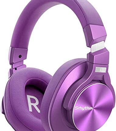 Srhythm NC75 Pro Noise Cancelling Headphones Bluetooth 5.3 Wireless,40H Playtime Headsets Over Ear with Microphones&Fast Charge for TV/PC/Cell Phone Purple