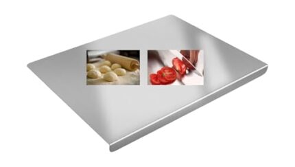 Stainless Steel Chopping Board with Lip for Kitchen, 40 x 30 cm/for Cutting Vegetables/Meat/Fish/Fruits/Round Edge/Non Rustic/Rust Proof/Non Slip / 40x32cm