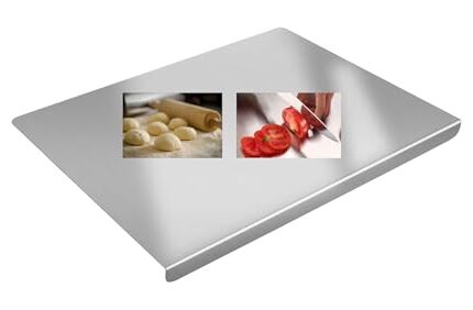 Stainless Steel Chopping Board with Lip for Kitchen, 40 x 30 cm/for Cutting Vegetables/Meat/Fish/Fruits/Round Edge/Non Rustic/Rust Proof/Non Slip / 40x32cm