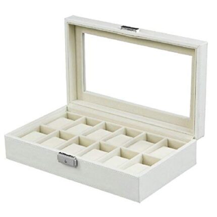 Styleys 12 Grids PU Leather Watch Storage Box Organizer Watch Case (W70 - White)